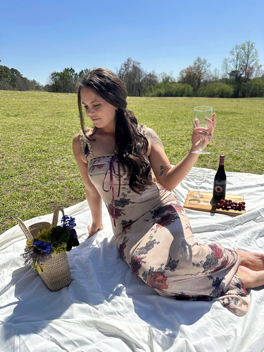 Wish You Roses Dress-Sand