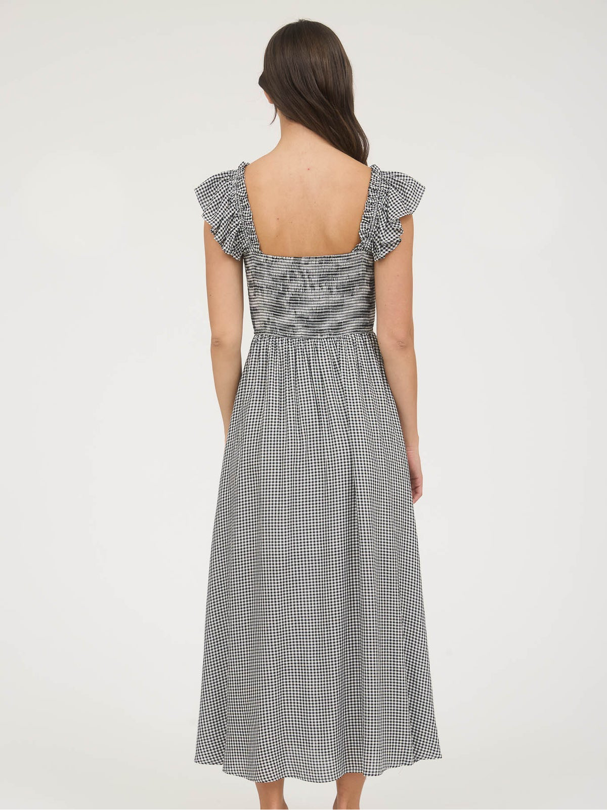 Gingham + Bows Dress-Black