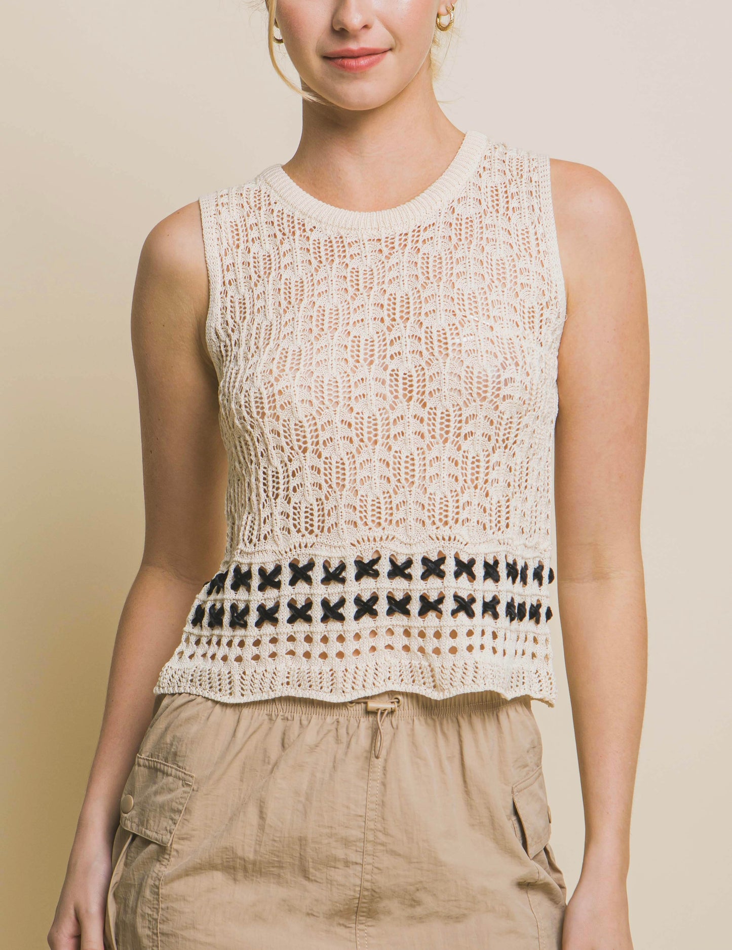 Lace Dreams Crochet Top-Natural
