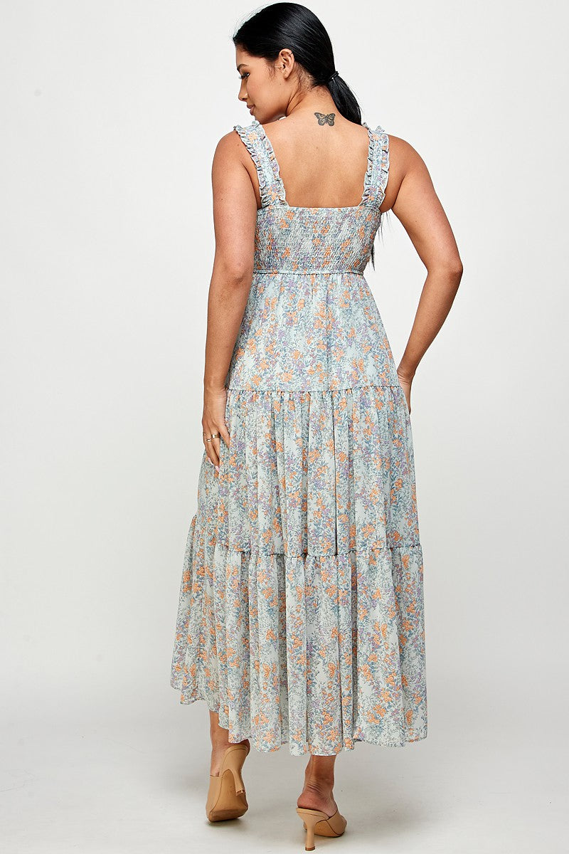 Floral Spring Dress-Light Blue