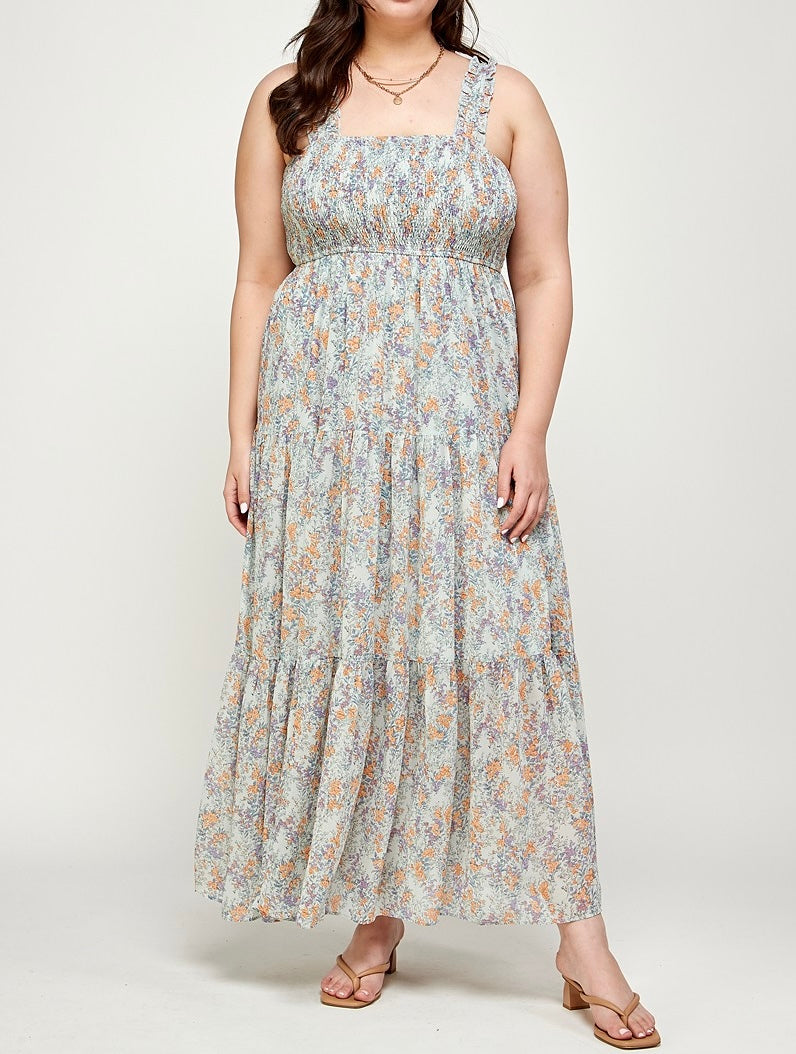 Floral Spring Dress-Light Blue