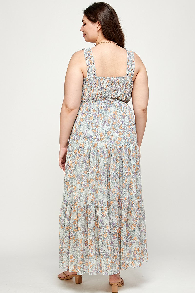 Floral Spring Dress-Light Blue