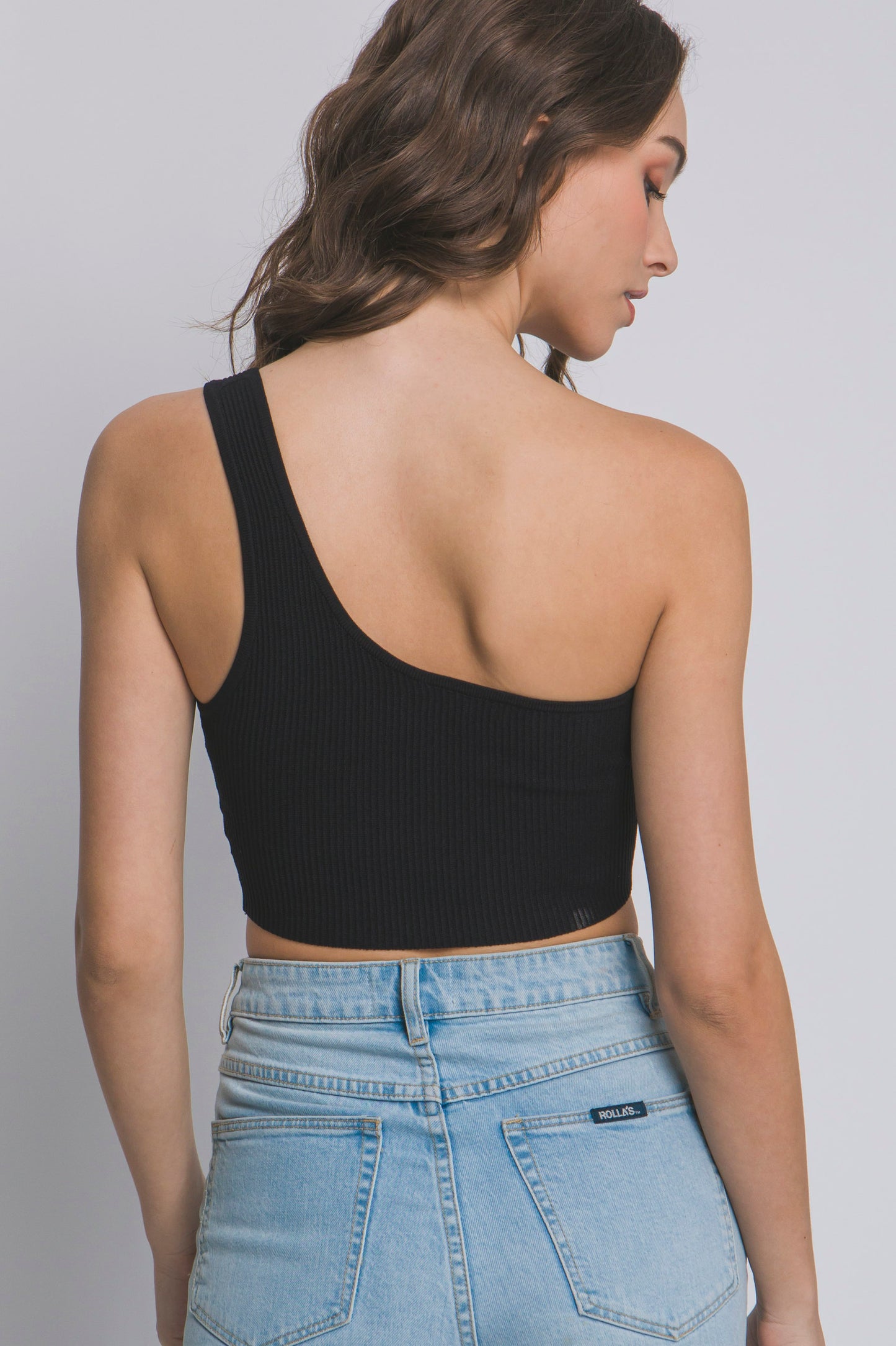 One Shoulder Top-Black