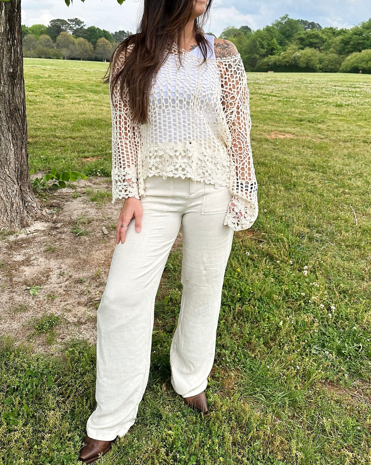 Paradise Crochet Top-Natural