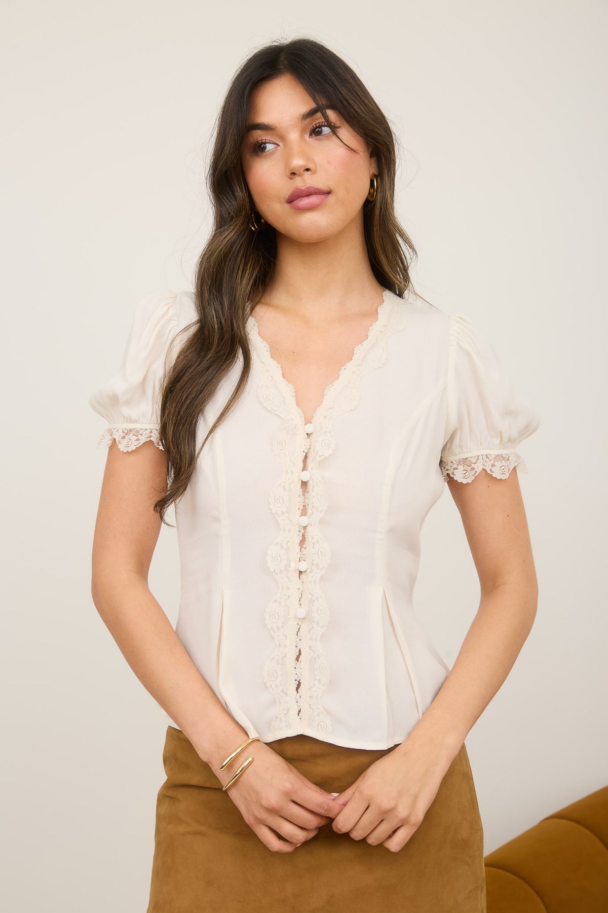 Miel + Lace Top- Cream