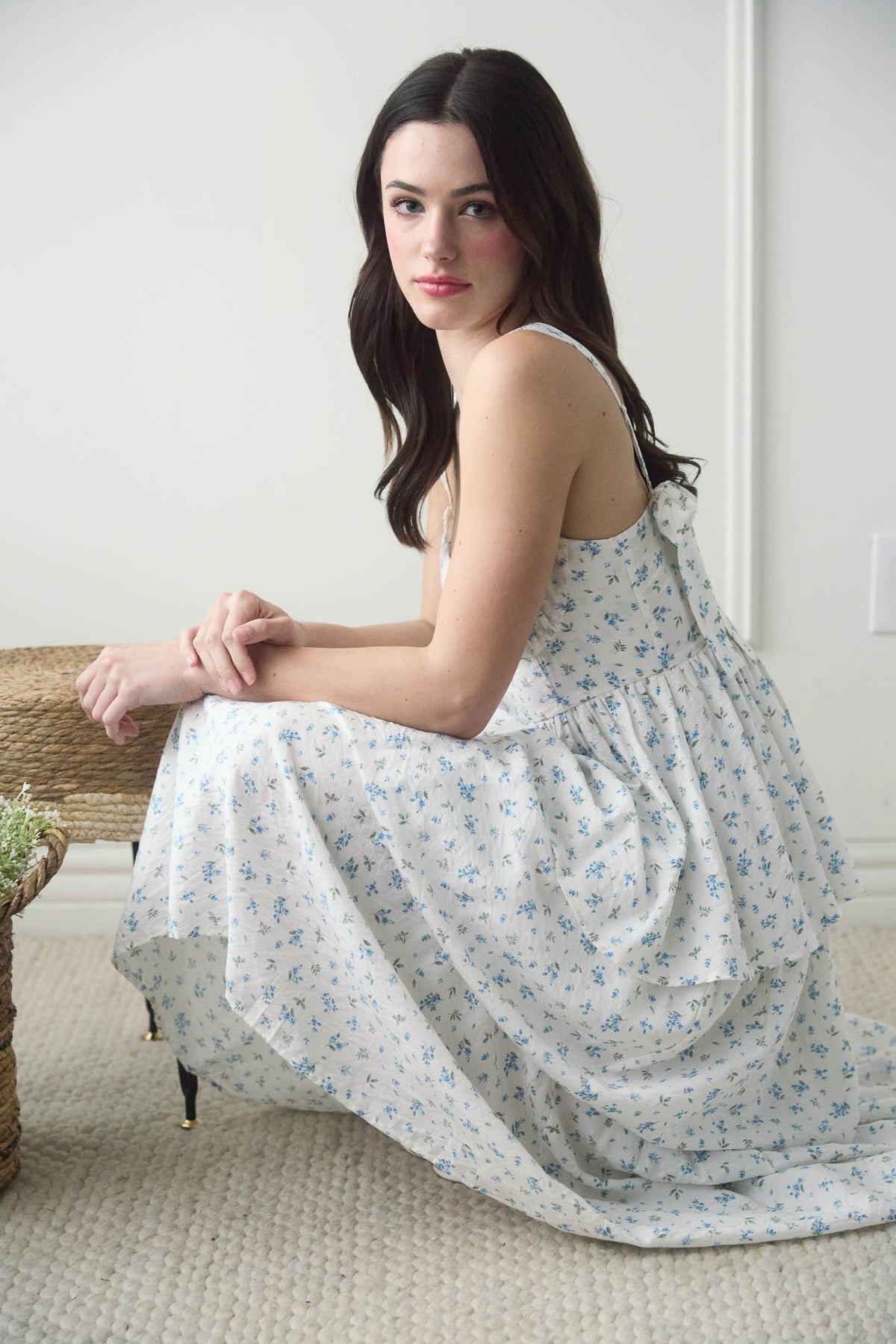 My Time to Bloom Dress-Ivory/blue