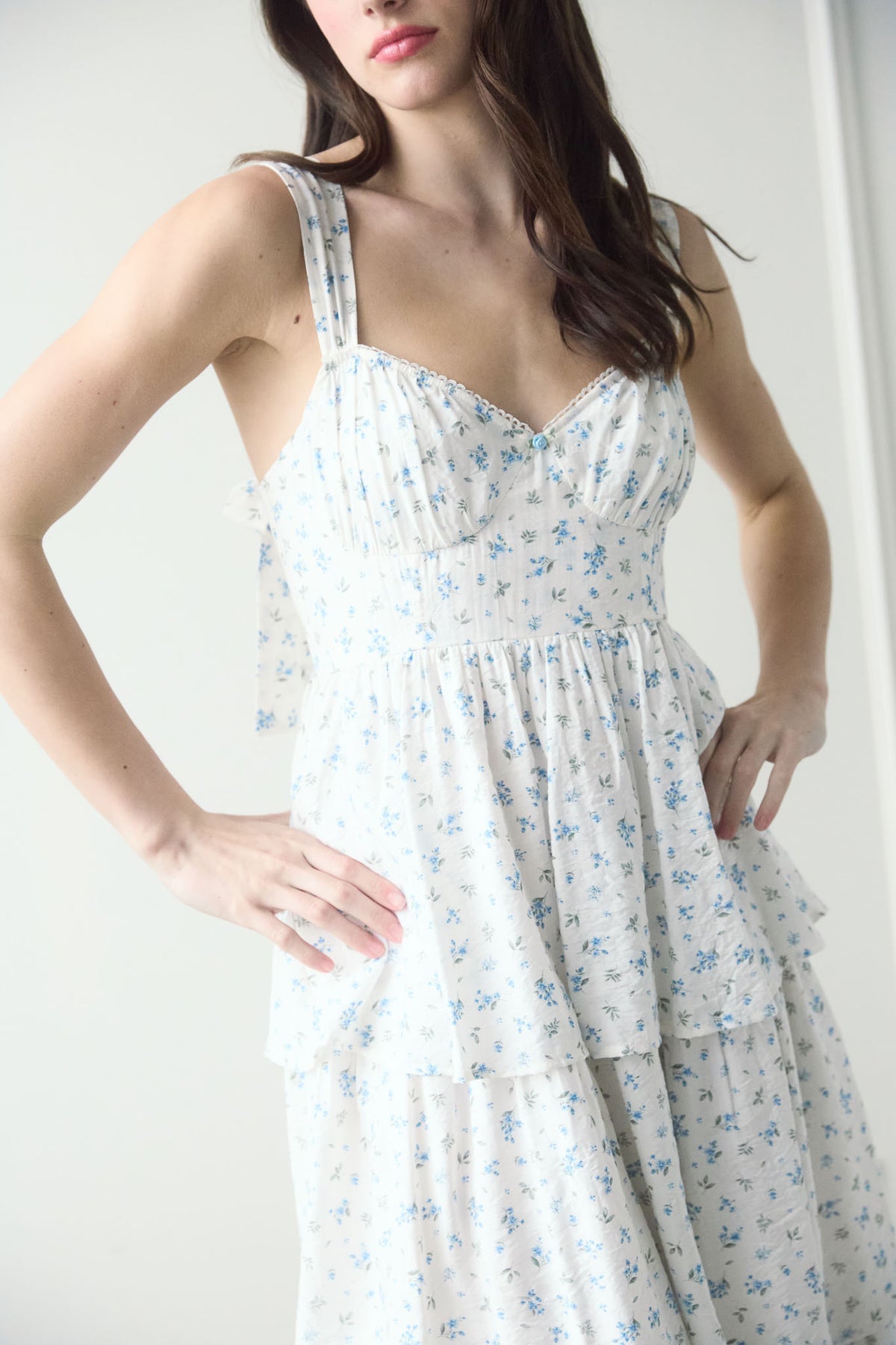 My Time to Bloom Dress-Ivory/blue