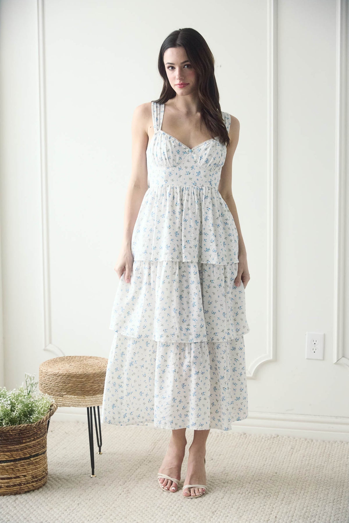 My Time to Bloom Dress-Ivory/blue