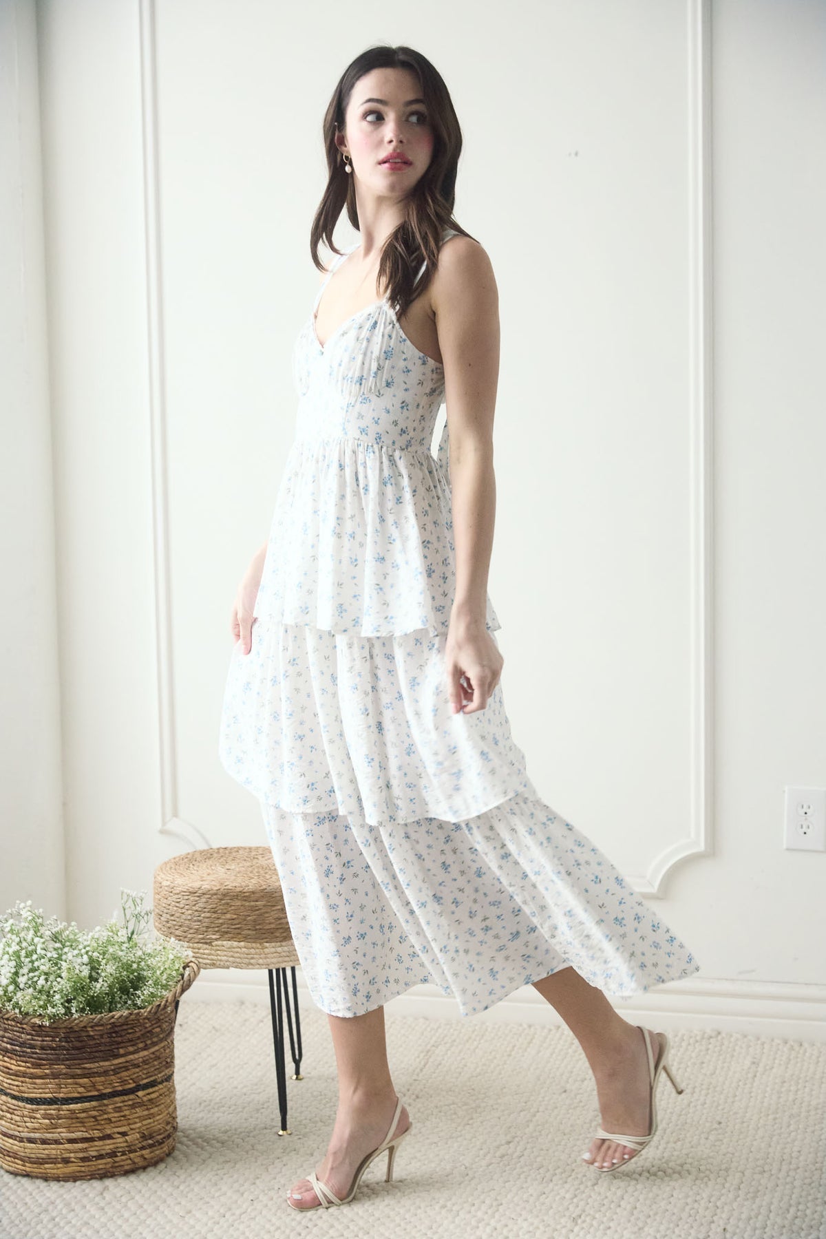 My Time to Bloom Dress-Ivory/blue