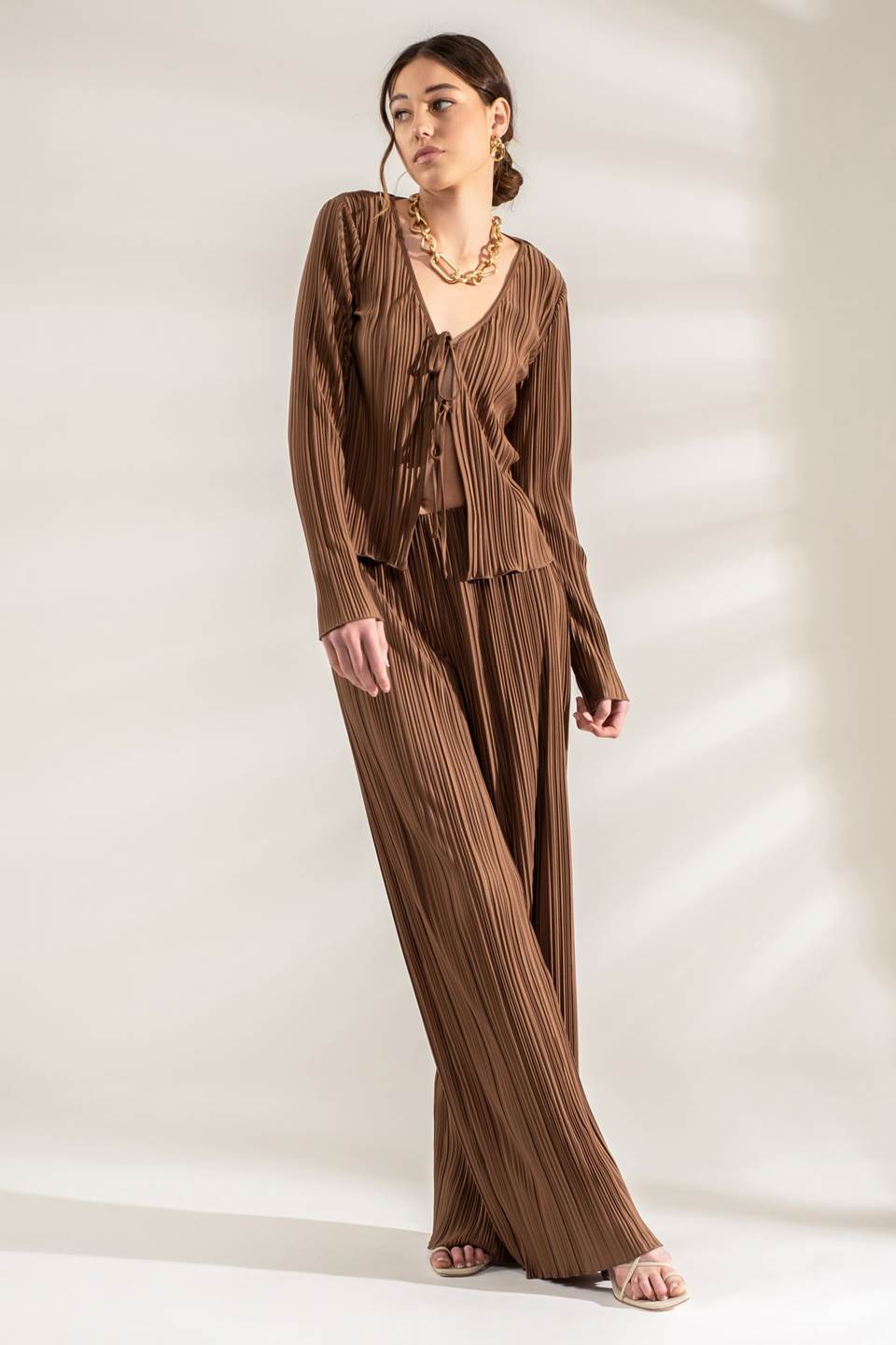 Lavish Nights Plisse Set-Brown