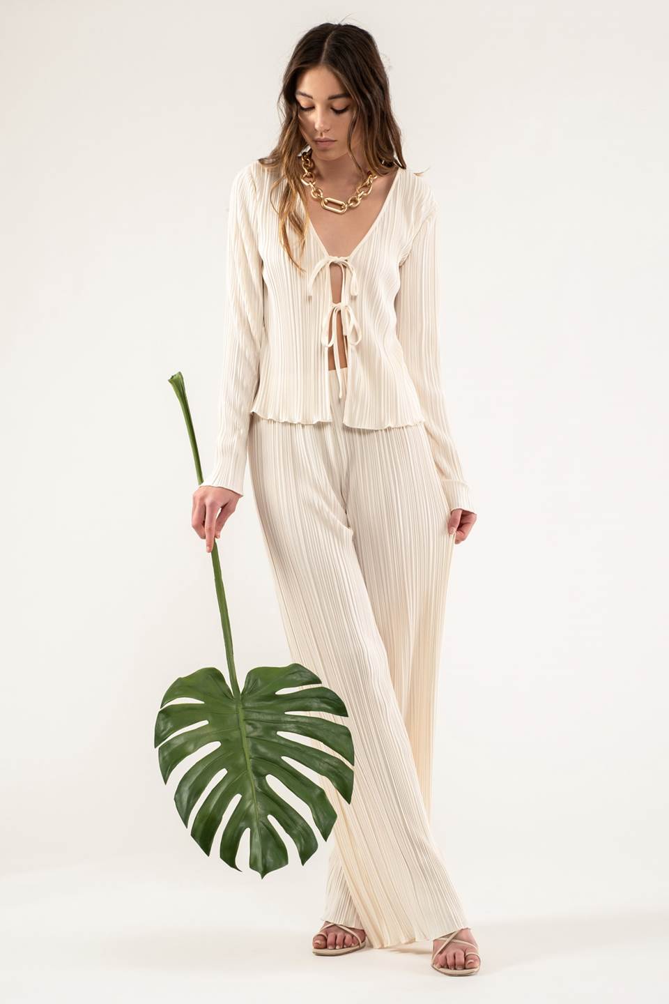 Lavish Nights Plisse Set-Ivory