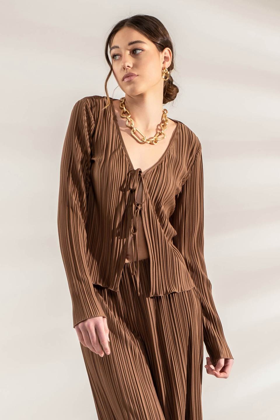 Lavish Nights Plisse Set-Brown