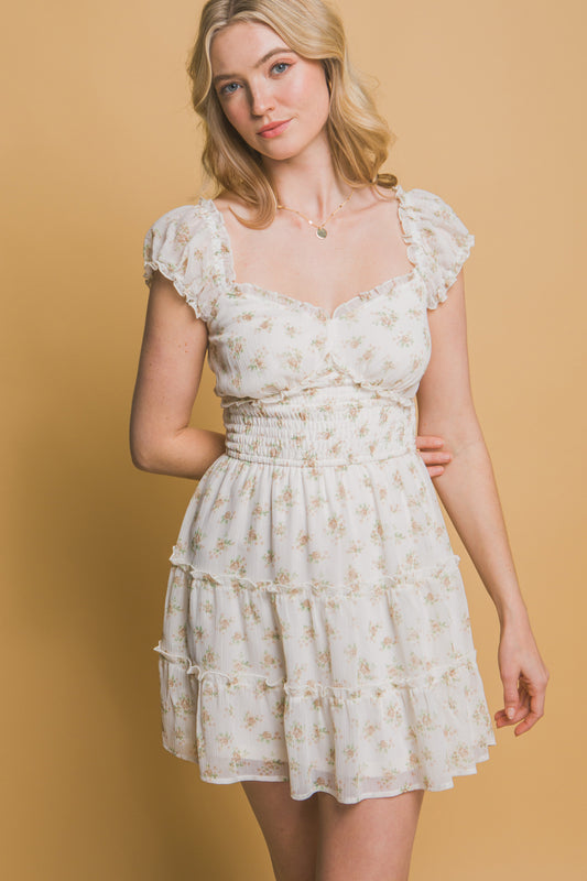 Wild Flor Dress- Ivory