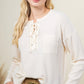 Ribbed Tie Long Sleeve-Ivory