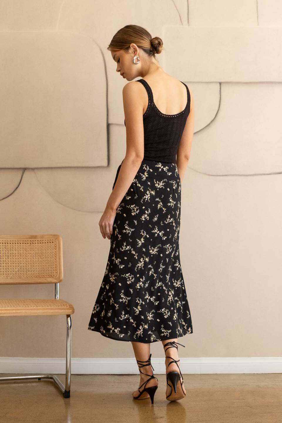 Maya Floral Skirt-Black