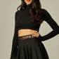 Pleated Skort w/Belt-Black