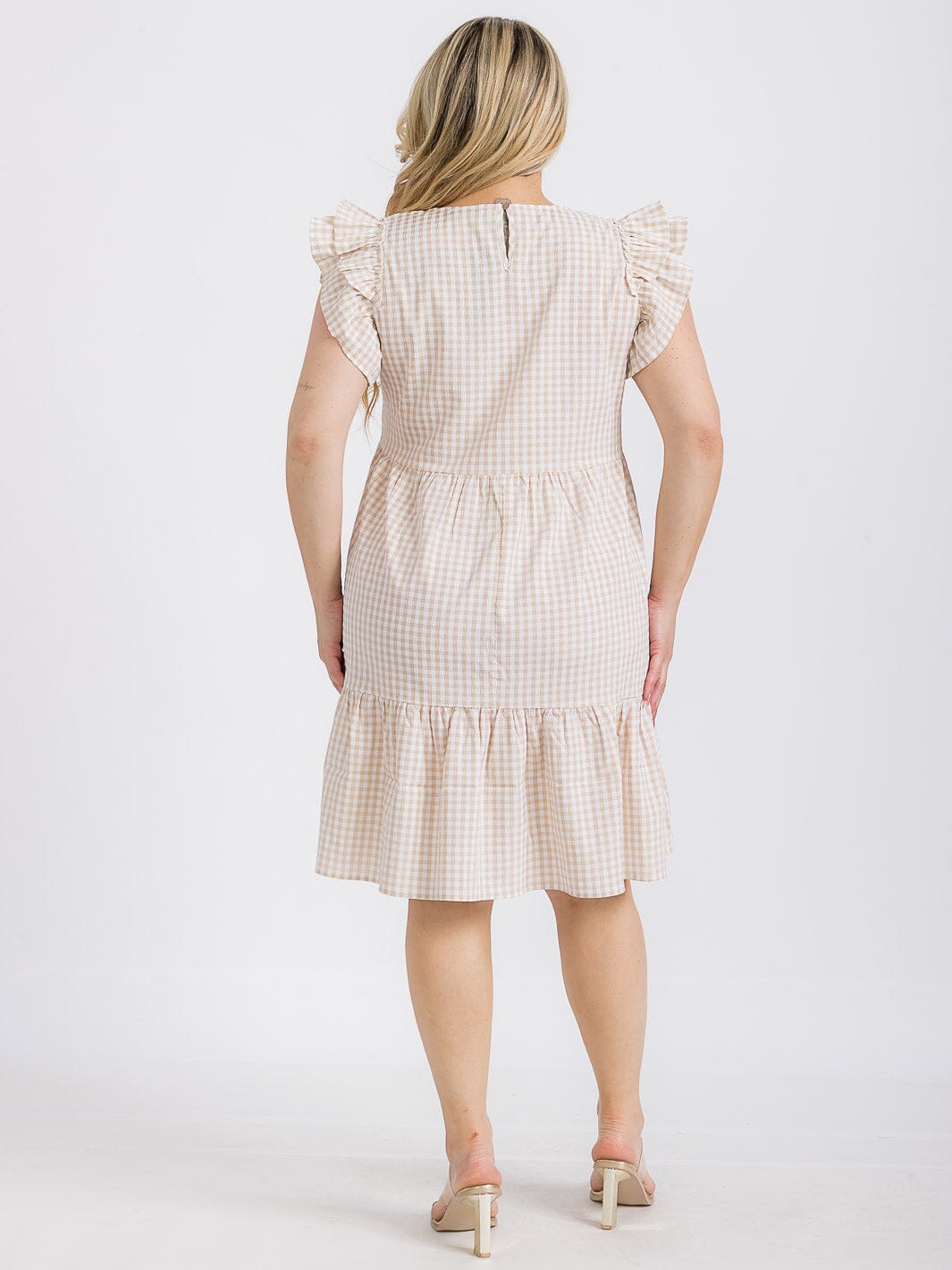 Josie Plaid Dress-Taupe