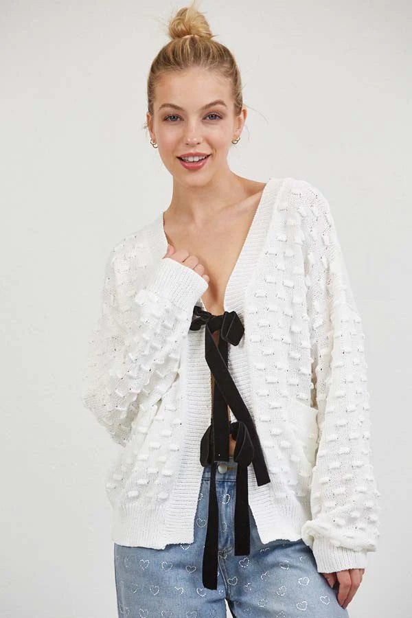 Dreamy Bow Cardigan- White