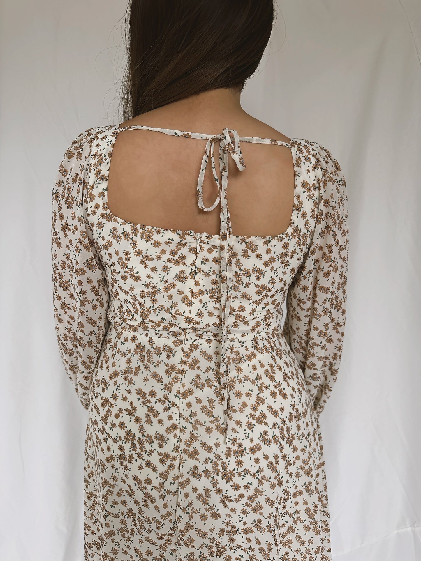 Falling Leaves Dress-Ivory/multi