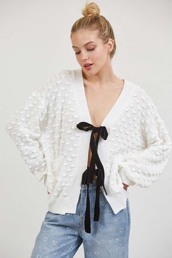 Dreamy Bow Cardigan- White