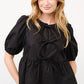 BOWtiful Peplum Top-Black