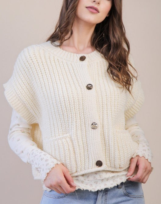 Chunky Knit Vest-Ivory