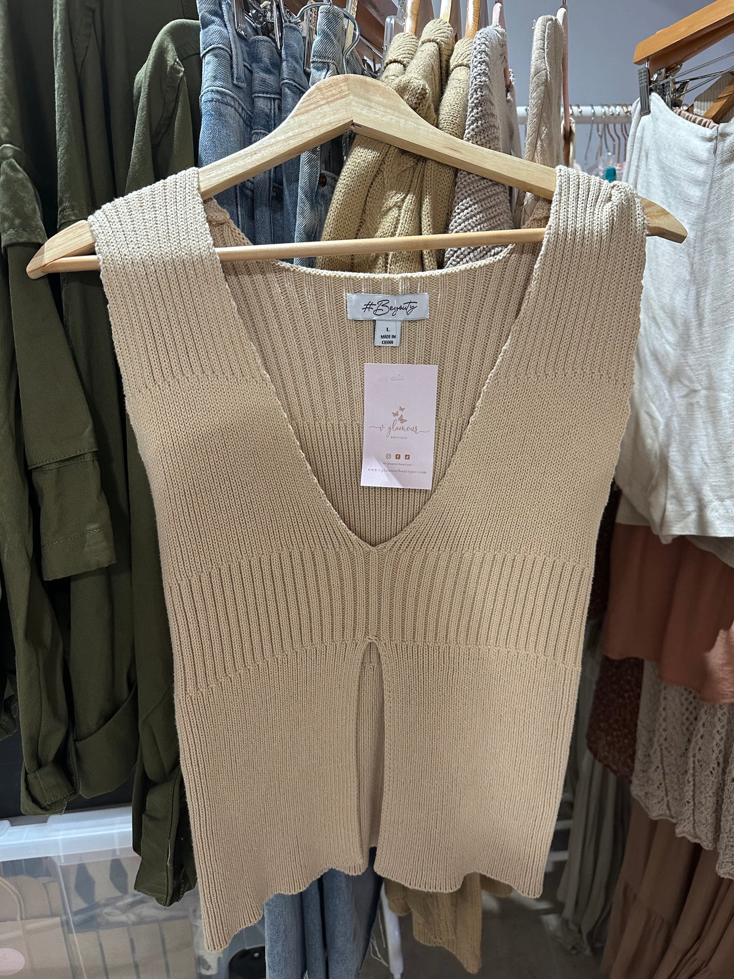 Maricela Sweater Top-Beige