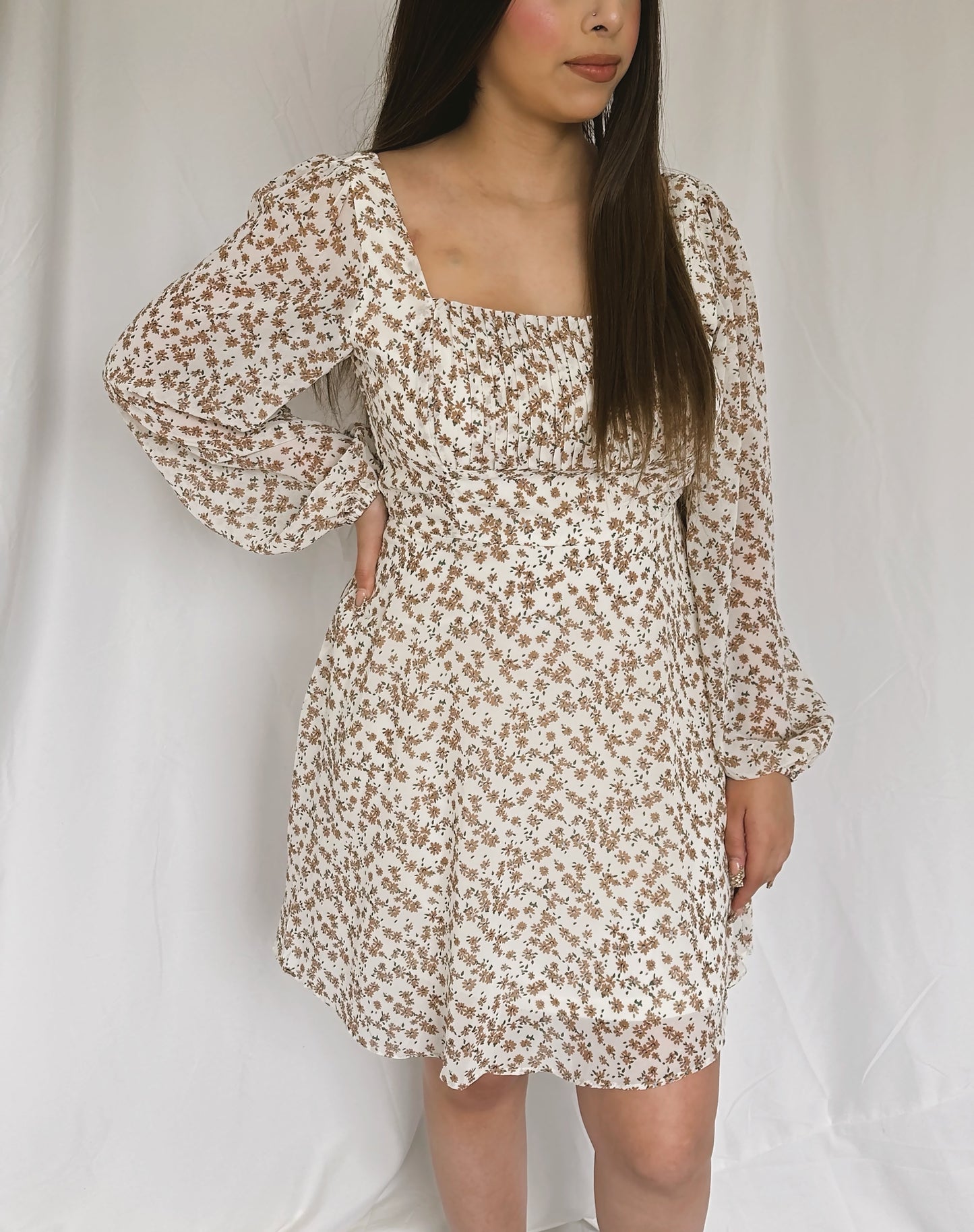 Falling Leaves Dress-Ivory/multi