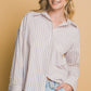 Perfect Day Striped Button Down-Taupe