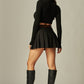 Pleated Skort w/Belt-Black