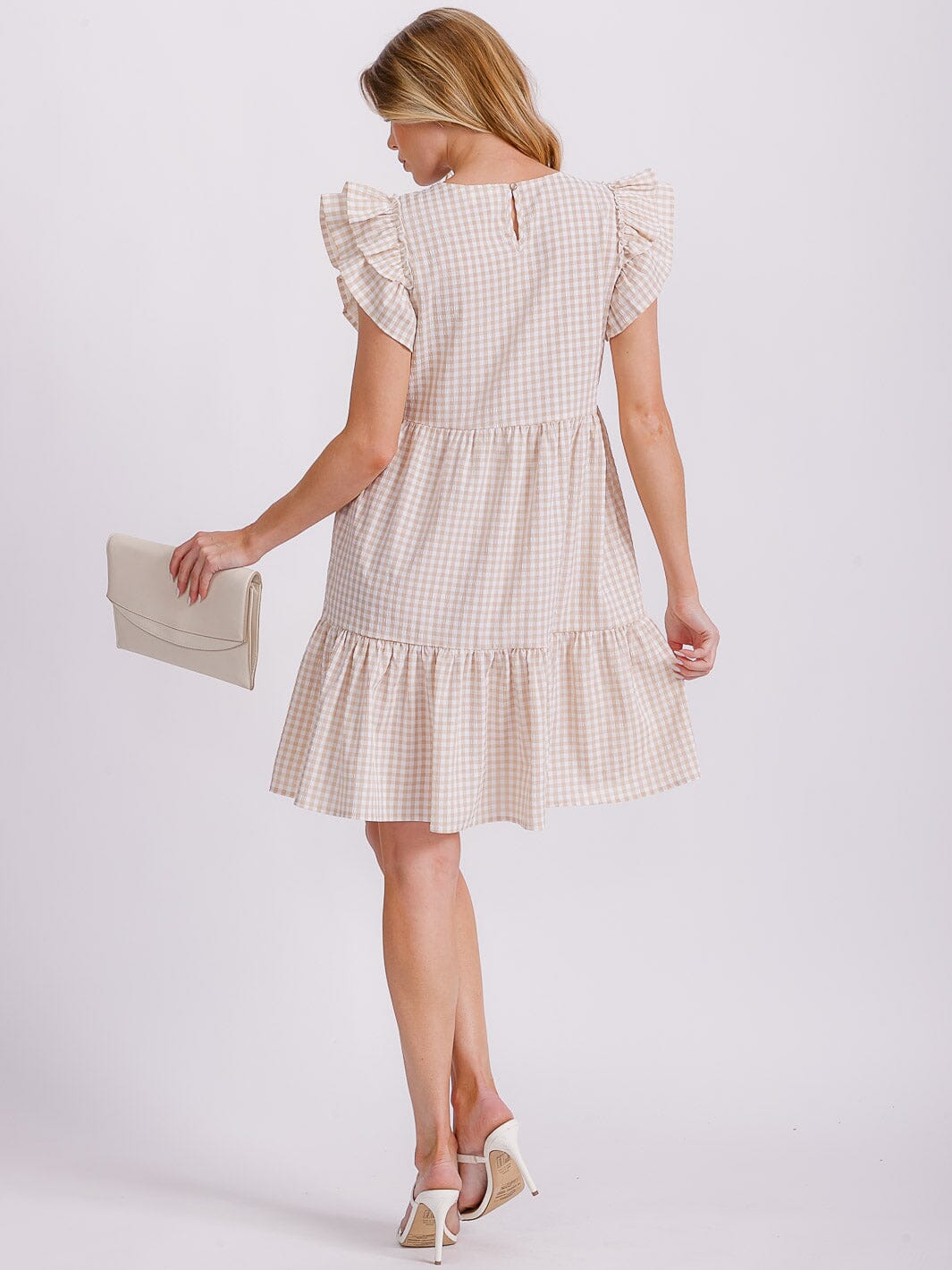 Josie Plaid Dress-Taupe