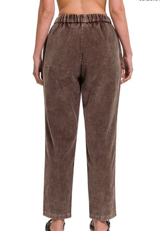 Autumn Casual Mineral Pants-Brown