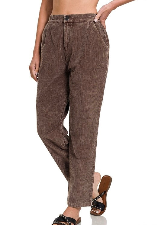 Autumn Casual Mineral Pants-Brown