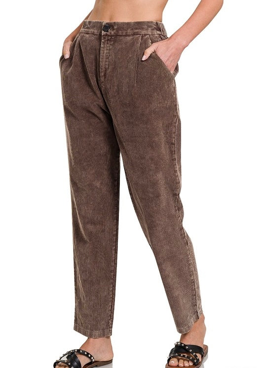 Autumn Casual Mineral Pants-Brown