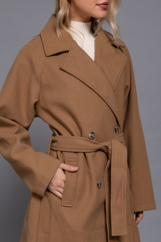Felt Trench Coat-Camel
