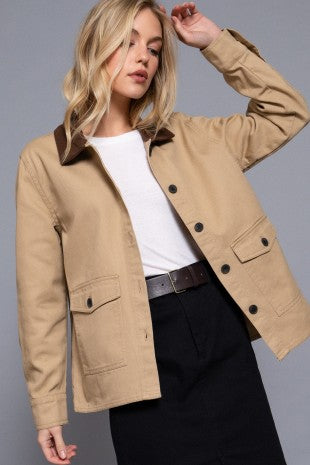 Relaxed Barn Jacket-Khaki
