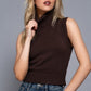 Sleeveless Turtleneck-Brown
