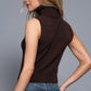 Sleeveless Turtleneck-Brown