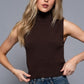 Sleeveless Turtleneck-Brown