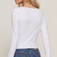 Ribbed Long Sleeve Boat Neck Top-White