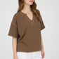 Drop Shoulder Knit Top-Mocha