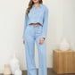 Front Tie Wide Chambray Pants- Light Wash