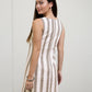 Linen Striped Mini Dress-Khaki