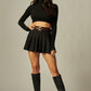 Pleated Skort w/Belt-Black