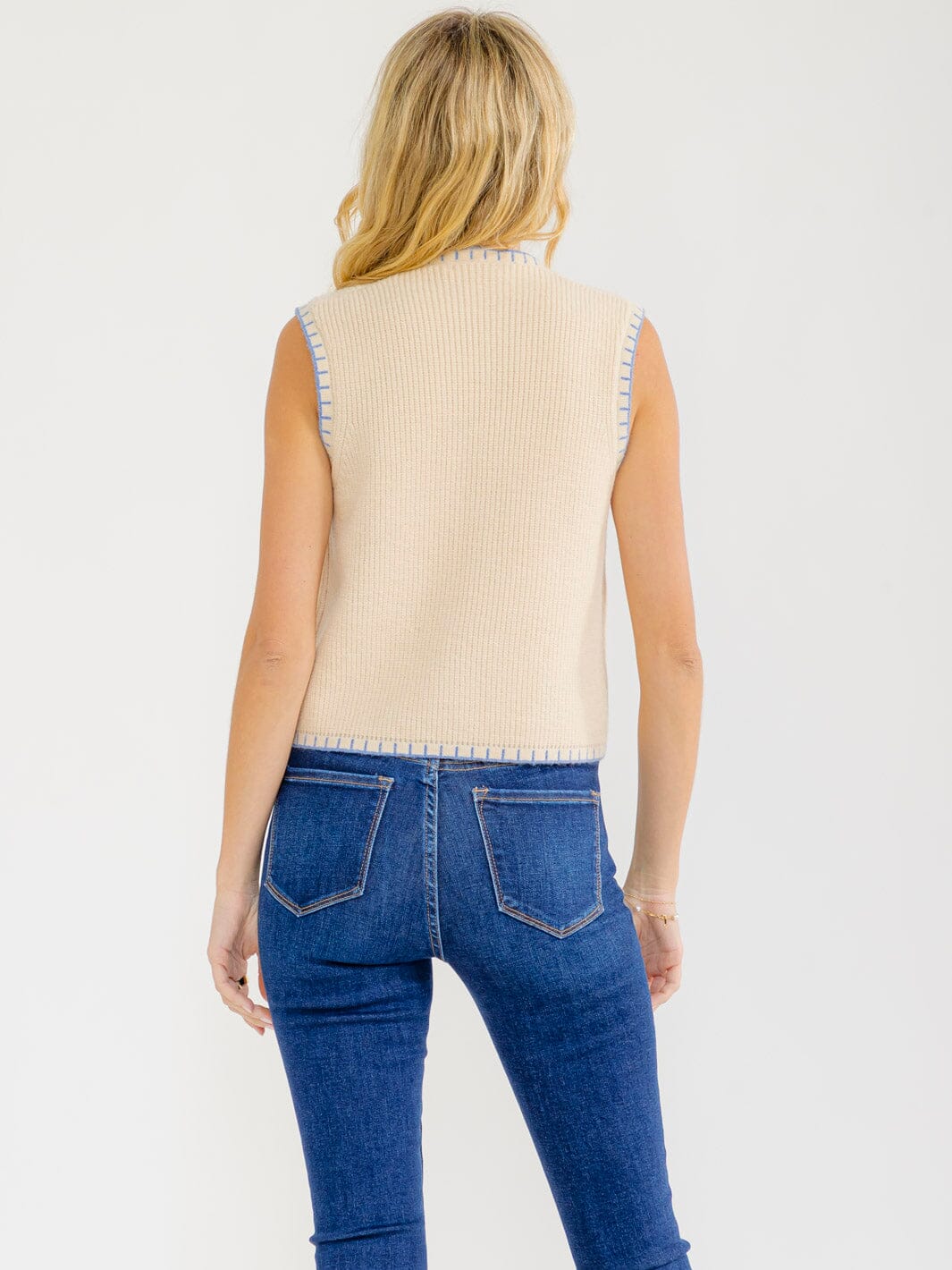 Sea Side Knit Vest-Cream