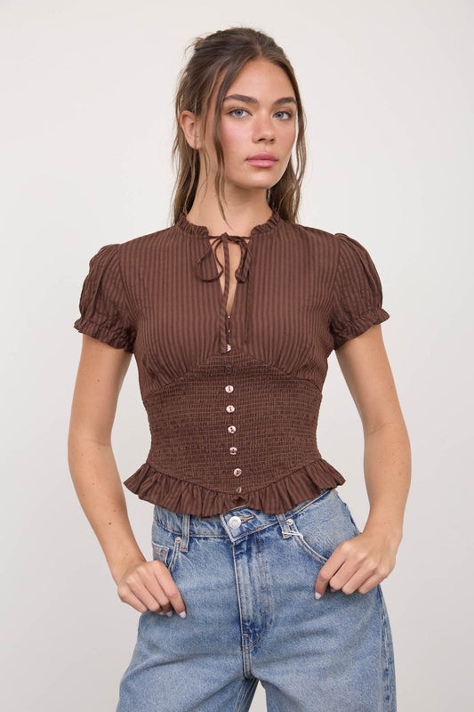 Mocha Romance Top-Brown