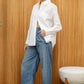 Mid Morning Button up Top-White