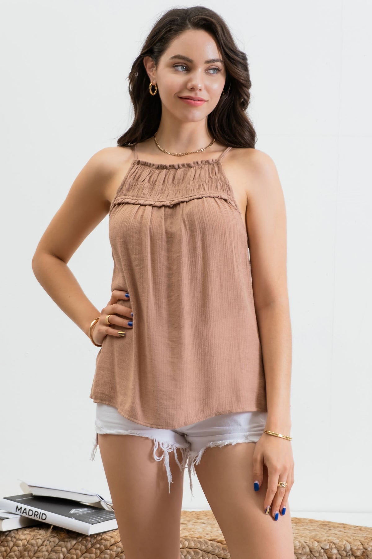 Smocked Cami-Mocha