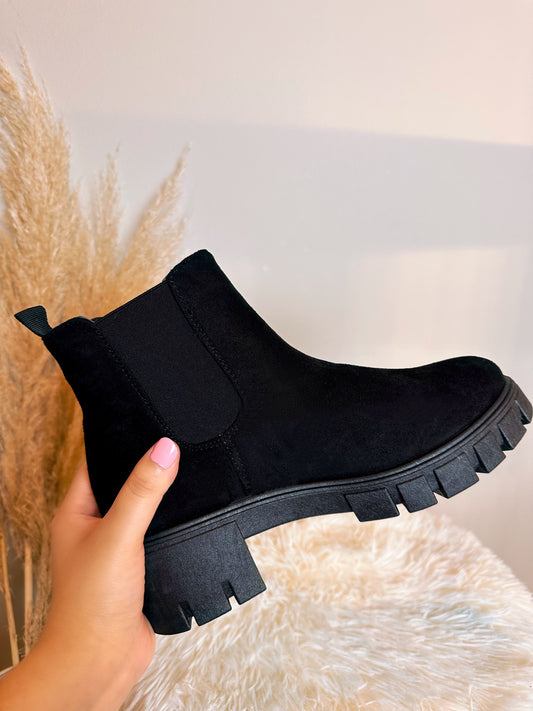 Chelsea Suede Ankle Boot-Black